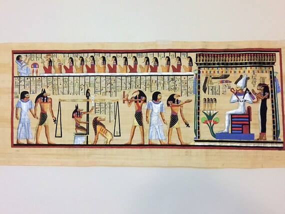 **Rare** Genuine Hand Painted Authentic Egyptian Papyrus The Judgment of Osiris 