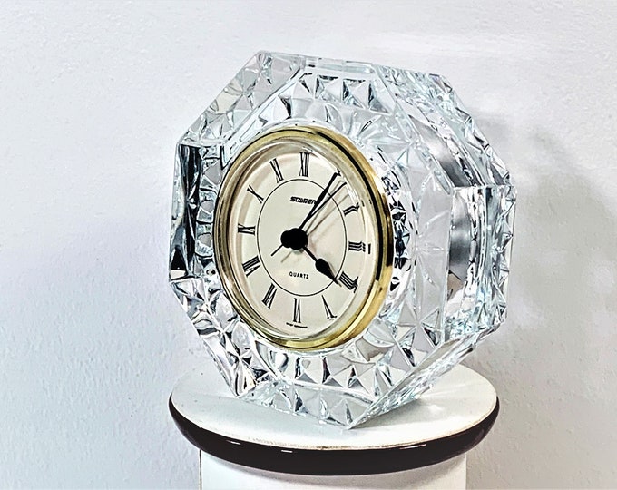 Vintage Staiger West Germany – France Fine Crystal Clock, Hexagon Shape. 4 1/2”, 3” Dial, Mint Condition. Battery Included, Free US Shipping