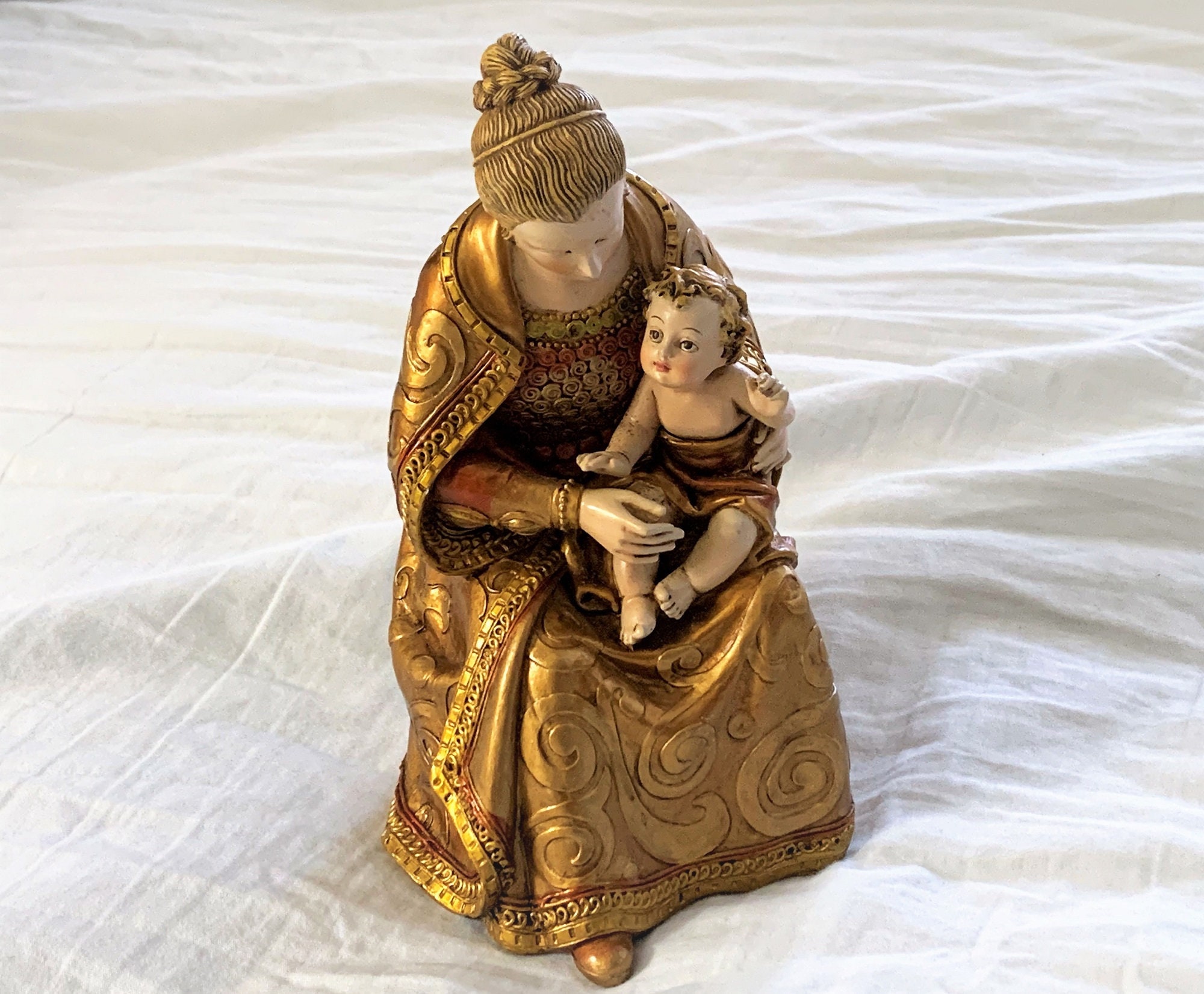Vintage Italian Porcelain Figurine, Mother and Child, Beautiful Fine