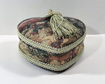 Vintage Sankyo Japan Heart Shape Music Box, Tune: "Memory", Canvas Cased Wood, 6.5X6" Heart. Beautiful Condition. Free US Shipping