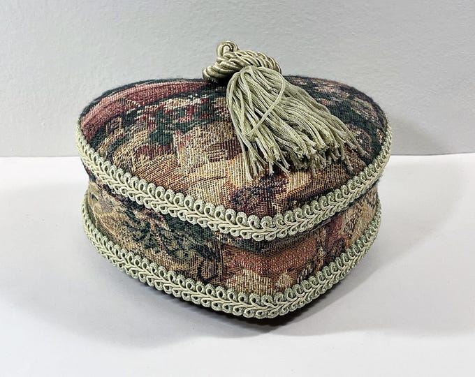 Vintage Sankyo Japan Heart Shape Music Box, Tune: "Memory", Canvas Cased Wood, 6.5X6" Heart. Beautiful Condition. Free US Shipping