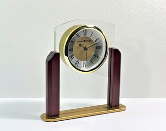 Howard Miller Quartz Alarm Clock, Floating Dial, Sweep 'No Ticking' Seconds Hand, 7.5" T. 7" W. Serviced  & Tested. Free US Shipping.