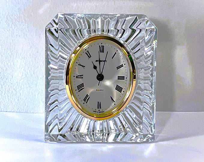 Vintage Staiger® Germany - Cristal De' Arque France Crystal Clock, Mint Condition, 5” T, 4.25" W,  N Battery Included. Free US Shipping.