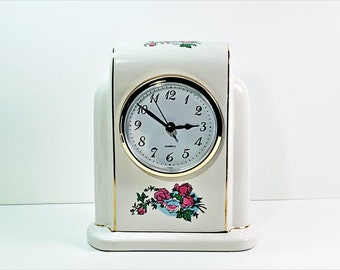 Paul Sebastian Porcelain Floral Quartz Mantel Clock. 1996 Limited Edition, 7.5” T. 6” W. Great Condition. Free US Shipping.