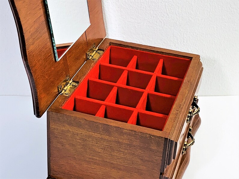 Vintage Centurion® Wood Jewelry Box Hinged Top W/ Mirror Etsy