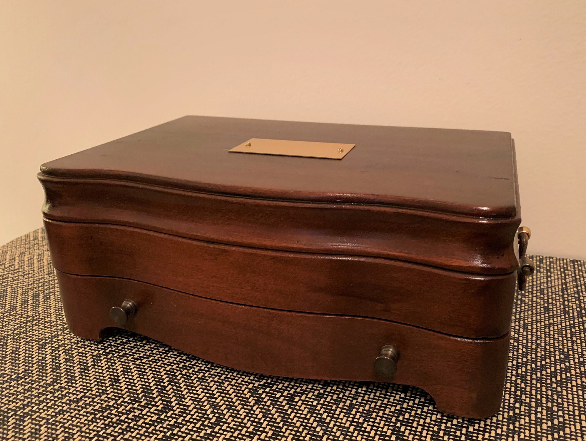 Vintage Solid Wood Jewelry Box,Hand Crafted, Padded Compartments