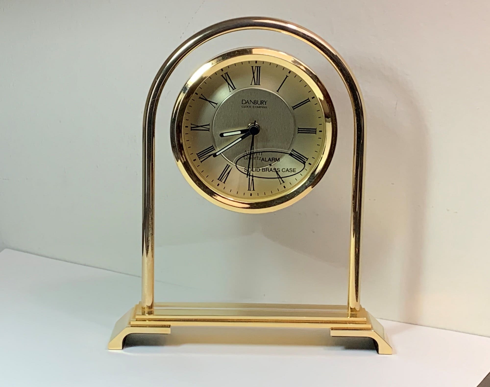 Danbury Solid Brass Alarm Clock, Floating Dial, Luminous Hands, 7 H 6