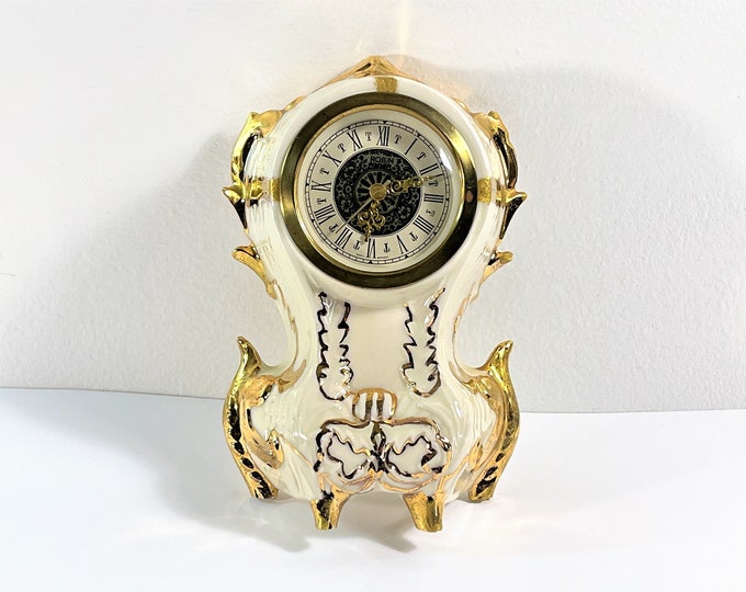 Gebr Hauser "Robin" Mercedes Quartz West Germany Rare Porcelain Clock. Restored & Serviced, 6" T. 4" W. Works Precisely. Free US Shipping.