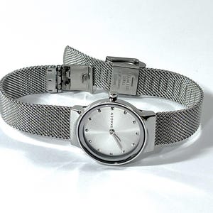 Skagen Denmark Ladies Watch Stainless Steel Mesh Bracelet  Dial Ring Crystals Skagen Anita Blue Dial Stainless Steel Mesh Ladies Watch  main image 2