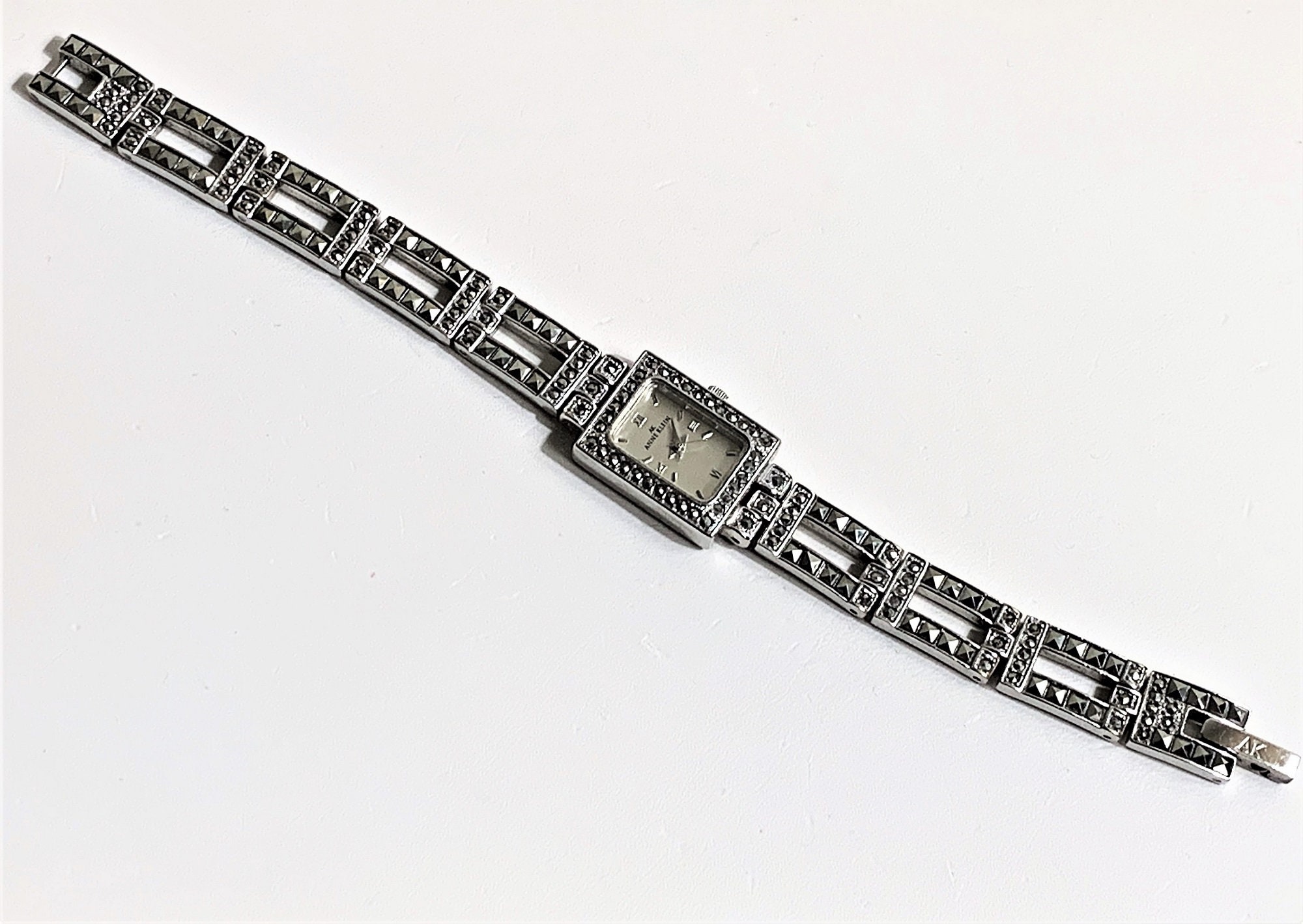 Anne Klein Marcasite Watch, Link Bracelet Band, 6.5 Long, 20 X 10 mm