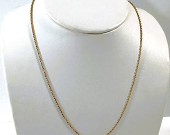14K Solid Yellow Gold French Rope Chain, 19" Long, 2.70 Grams, 1.5mm, Spring Ring Clasp, Ultra Flexible. Free US Shipping.