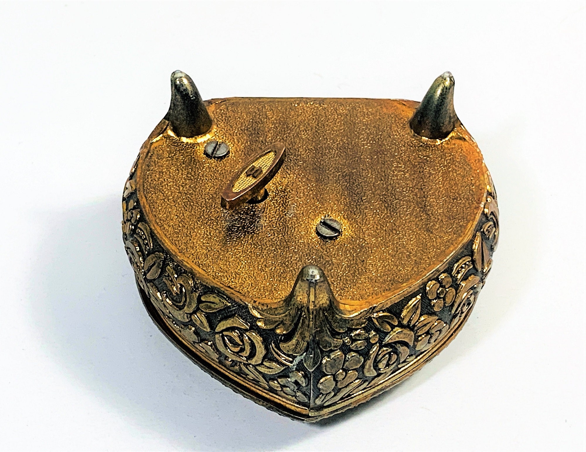 Vintage Sankyo Japan Music Box, Plays Love Story, Heart Shape Gilded