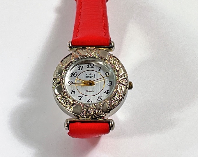 Vintage Kathy Ireland™ Japan Quartz Women Watch, Antique Bronze Finish, New Leather Band, 28mm Case. Restored, Works Good. Free US Shipping