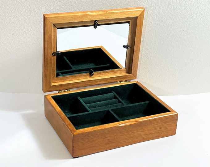 Croft & Barrow Solid Oak Jewelry Box, Burl Wood Glass Picture Frame