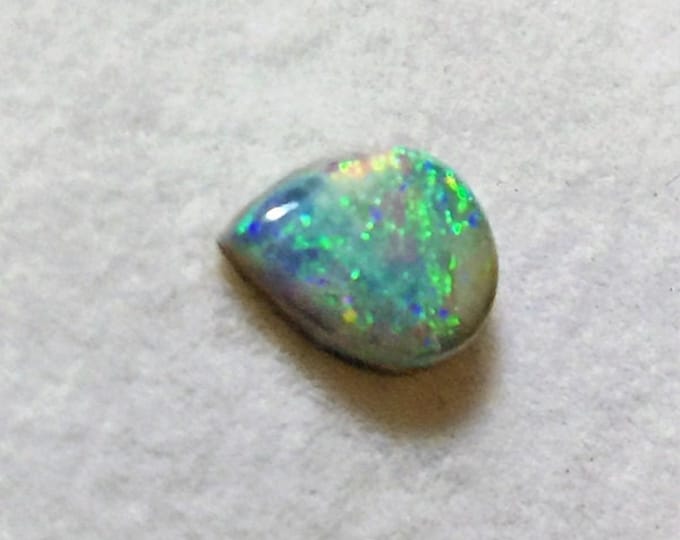 Genuine Natural Solid Australian Opal, Fire Opal, Cabochon Pear Shape Cut, 8.10 X 6.2 mm, .82 carat.