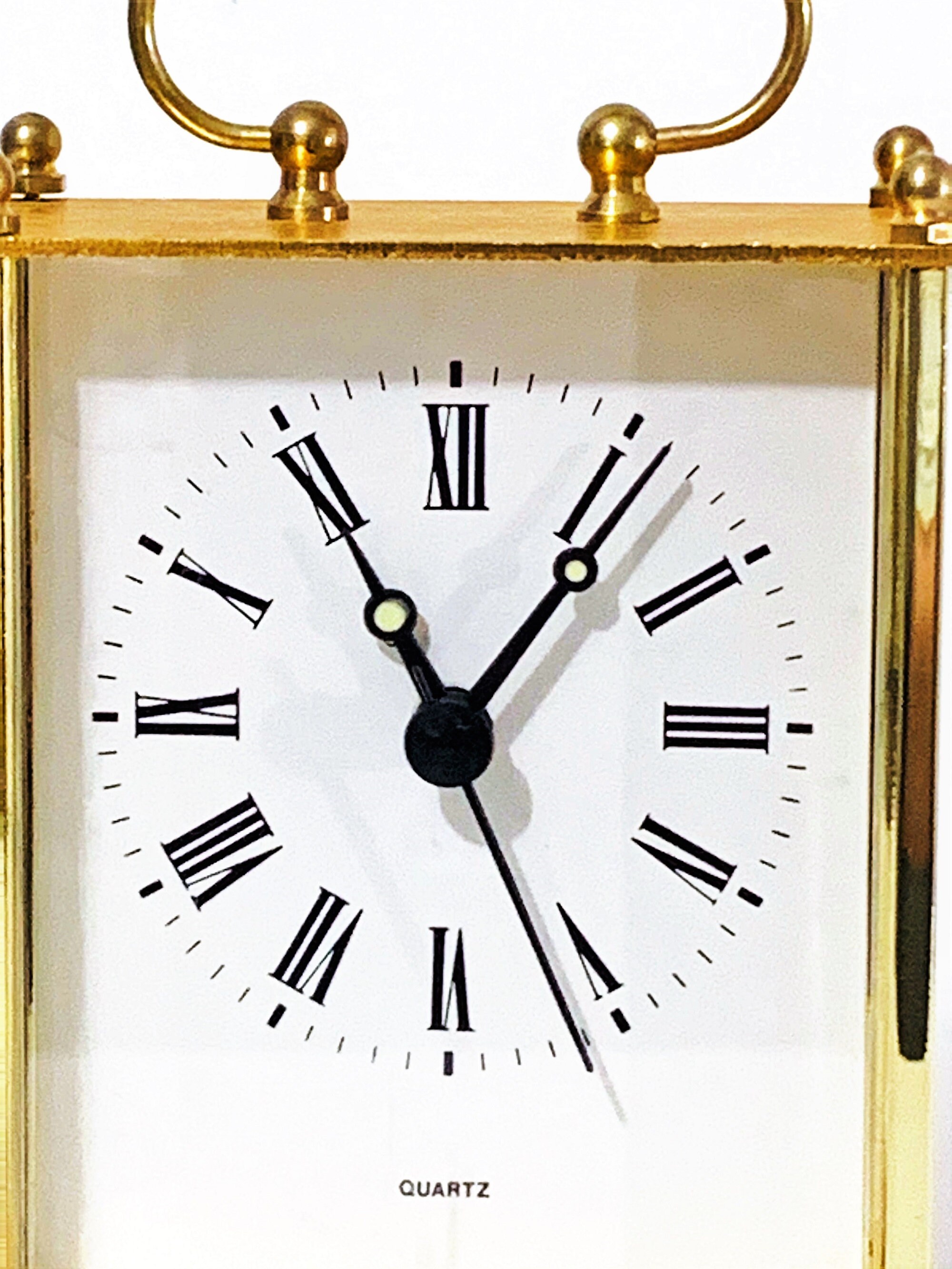 Beautiful Mini Carriage Clock, Quartz Movement, Luminous Hands, Brass