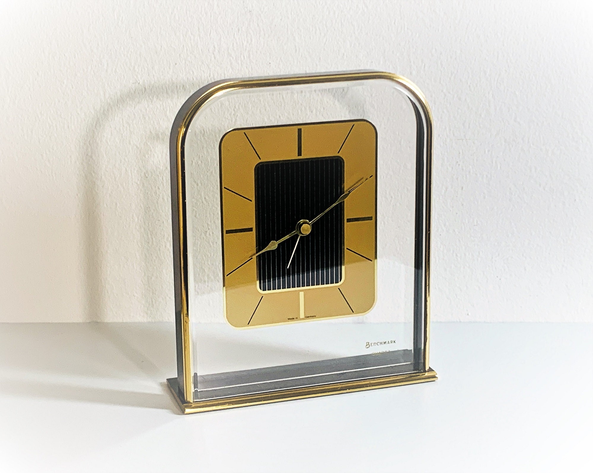 Benchmark West Germany Alarm Clock, Brass & Black Lacquered Wood