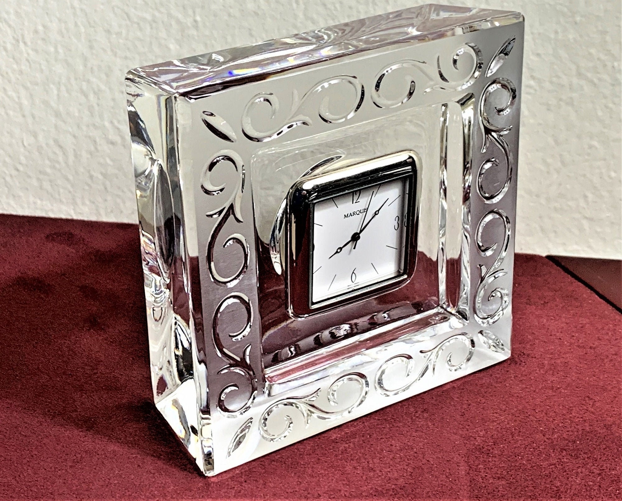 Marquis by Waterford Crystal Made in Germany, Square Clock, Signed