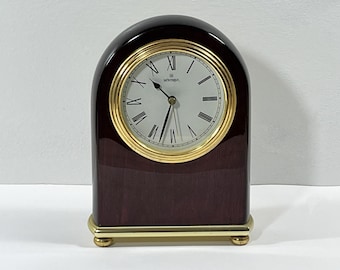 Vintage Montreux™ Brass & Cherry Wood Westminster Chime Clock, Precision Quartz, Piano Finish, 7" T. 5" W. Serviced. Free US Shipping.