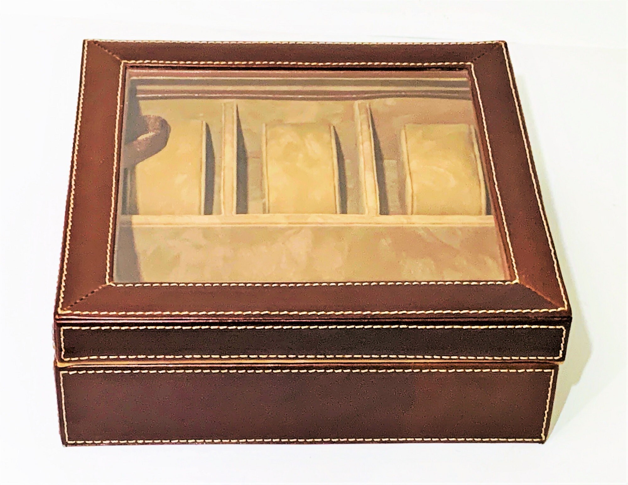 Vintage Fossil Genuine Leather Men's Accessories Box, For Watches