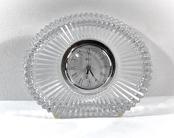 Vintage Mikasa™ Germany Diamond Fire® Crystal Clock, Hermle West Germany Movement, serviced, Large Size 8.25" W, 6.25" H,  Free US Shipping.