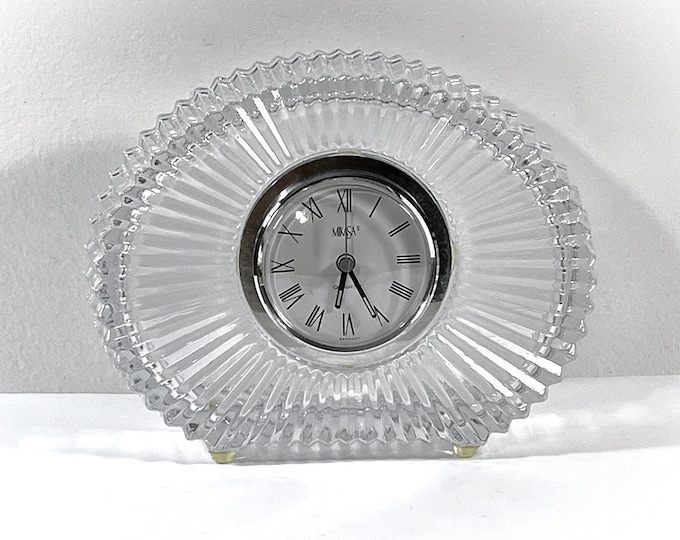 VTG Mikasa Germany Diamond Fire® Crystal Clock, Large Size 8.25" Wide, 6.25" High, Mint Condition - Works Perfectly, Free US Shipping.