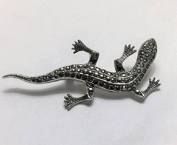 Vintage Sterling Silver Marcasite Lizard Brooch, Beautifuly Crafted, 2 ...