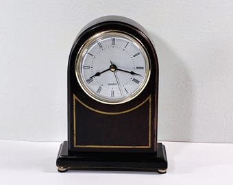 The Bombay Co.® 1994 Cherry Wood Mantel Clock,  7" T. 5" W. 3.5" Dial, Japan Quartz Movement, Restored & Serviced, Free US Shipping