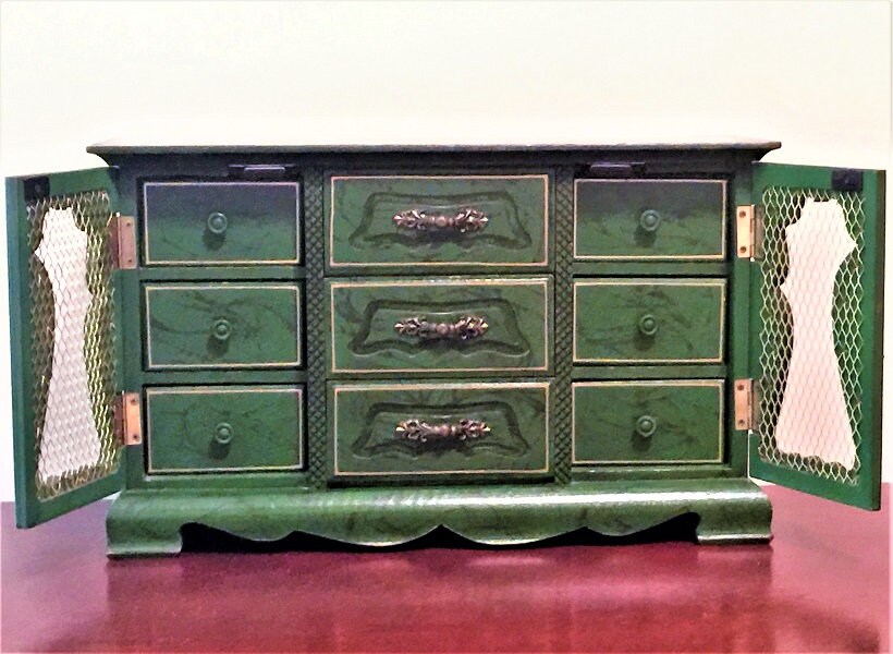 Vintage Japanese Hand Made Armoire Al Jewelry Cabinet Box Vintage Japanese Hand Made Armoire Al Jewelry Cabinet Box Storage Chest Organizer Solid Wood 9 Tall 14 1 2 Wide Master Piece