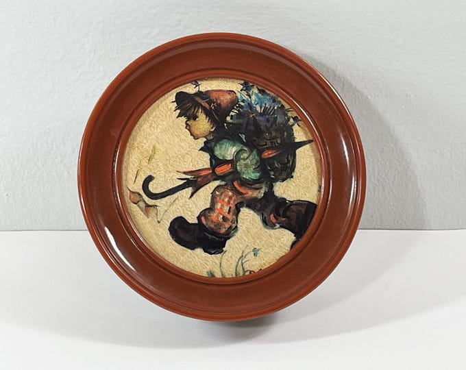 Vintage Reuge® Swiss & W. Germany Wall Hanging Hummel Art Music Box, Plays "Brahms - Lullaby", Top Condition, 5.5" Round, Free US Shipping