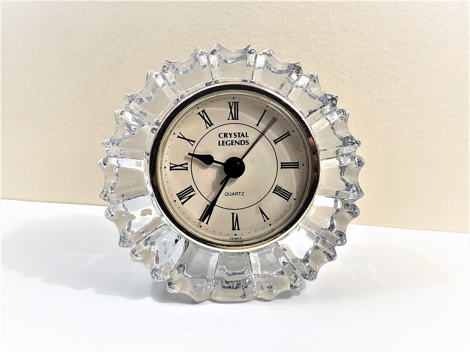 Crystal Legends 24 Full Lead Crystal Mantle Clock, Beautifully Cut Deep Crystal Block, Quartz