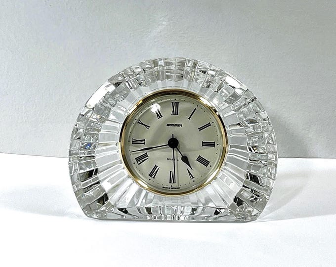 Vintage Staiger Germany & Cristal D' Arques France Fine 24% Lead Crystal Clock, 6” Wide, 4.25" Tall, Very Sharp Clock. Free US Shipping