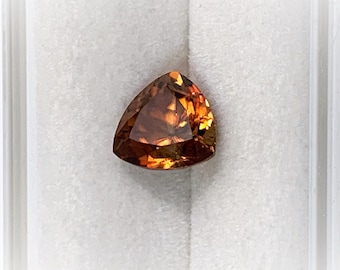Natural Golden Zircon Gemstone, Cognac Golden Color, Trilliant Cut 2.35 Carats, 7.20 - 7.30 mm, VVS Grade, Tanzania, Free US Shipping.