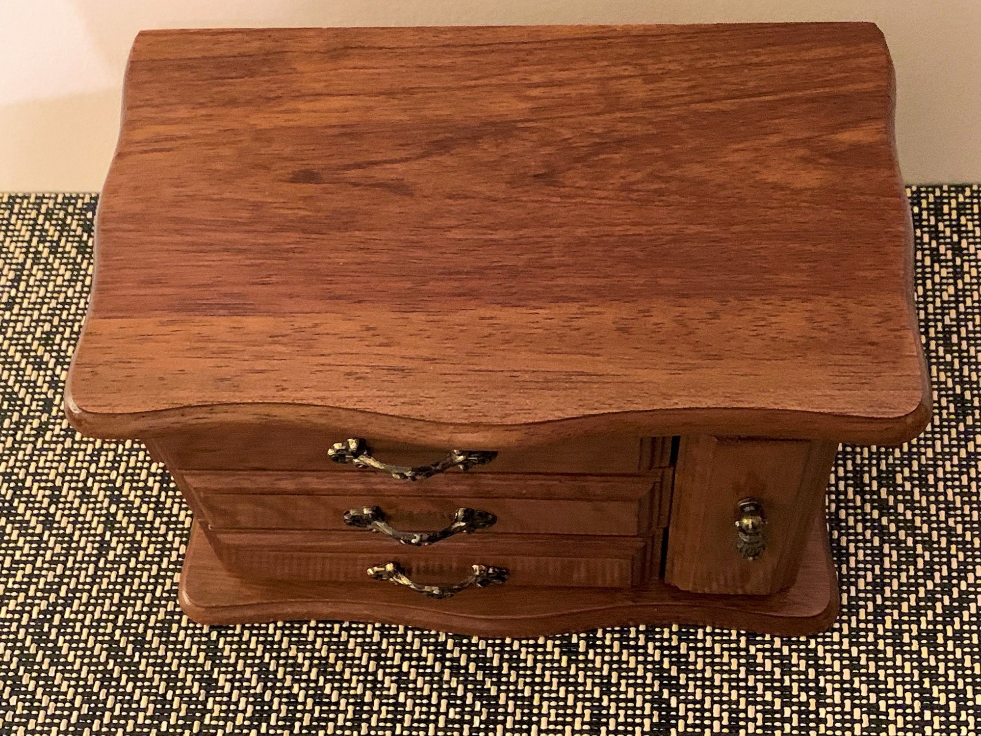 Vintage Antique Solid Wood Small Jewelry Armoire, So Many