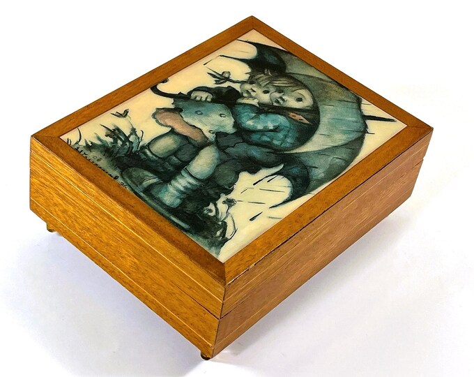 Vintage Mapsa™ Switzerland Music Box "Barcarole Von Hoffman", Hummel Original Art. Made in West Germany. 5 75" L X 4.5” W.  Free US Shipping