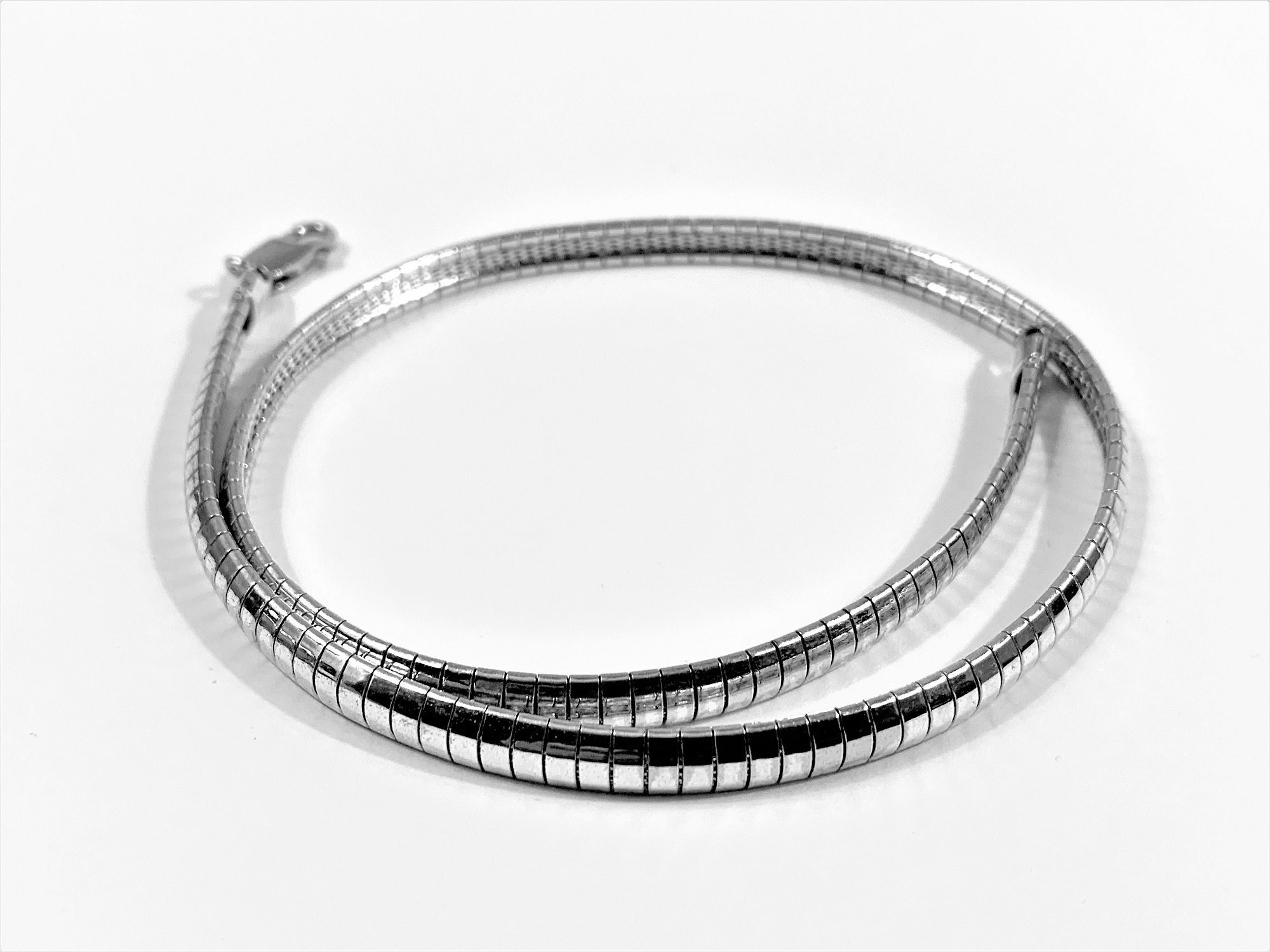 Sterling Silver Omega Necklace Choker, 16 1/4 41 cm, 6 mm Wide, 26.