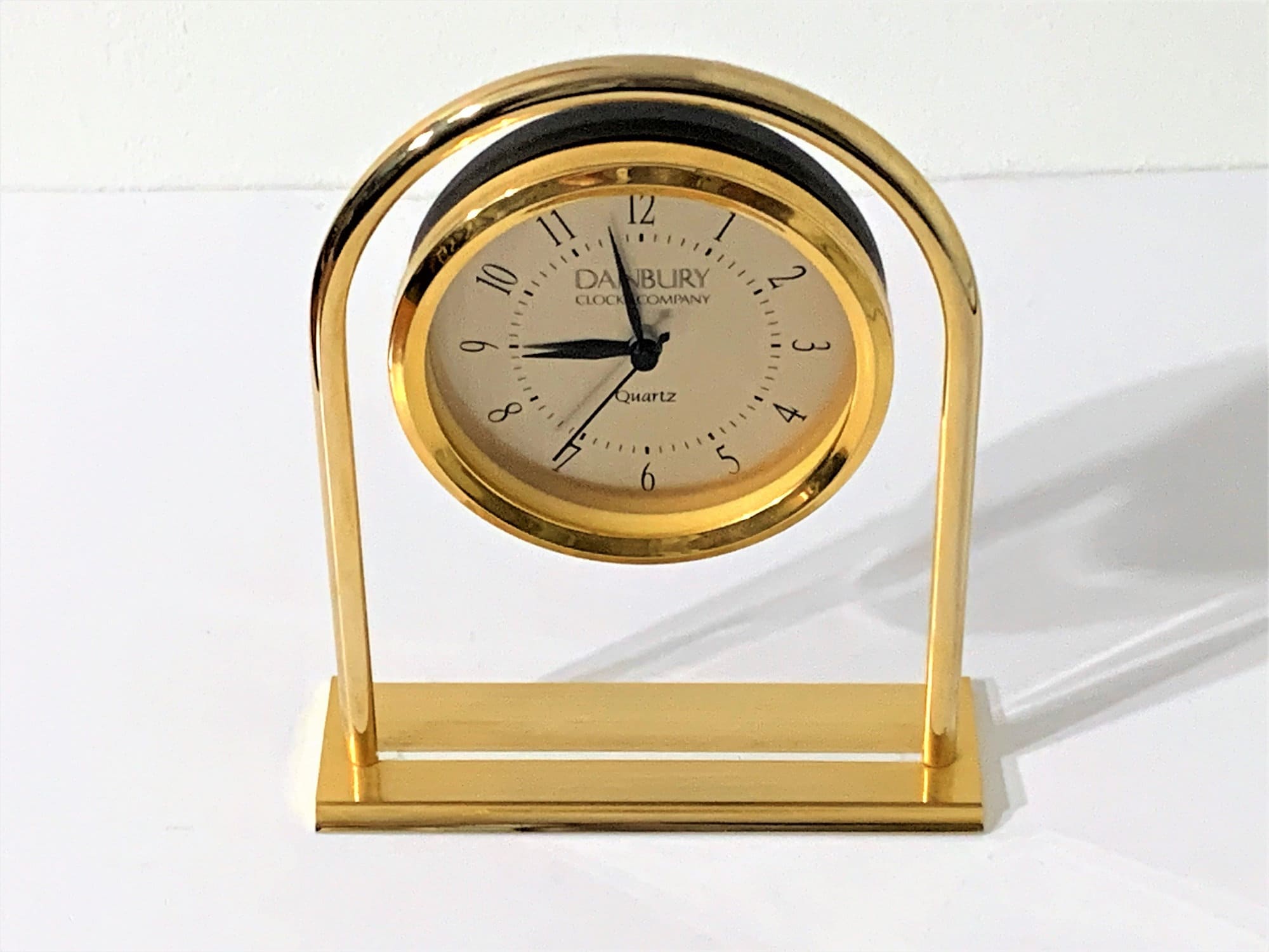 Danbury Solid Brass & Lucite Mantle Desktop Clock, Floating Dial,, 7 H