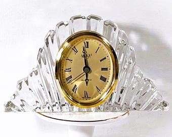 Mikasa® Germany & Austria Fine Lead Crystal Mantel Clock, Oval Golden Dial, Large Size 7" W, 4.5" H, 2" D. Mint Condition. Free  US Shipping