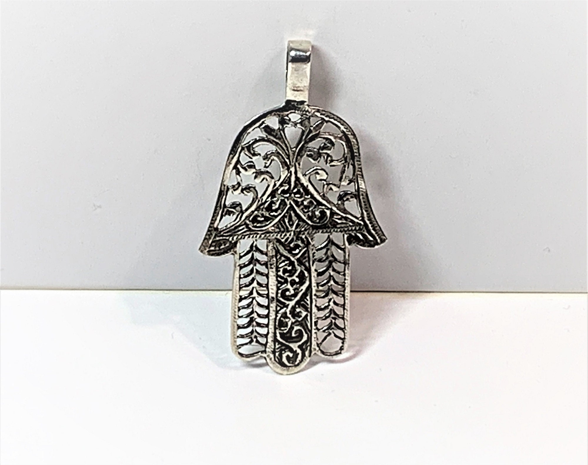 Vintage Large Filigree Sterling Silver Hamsa-Khamsa, Defense Against ...