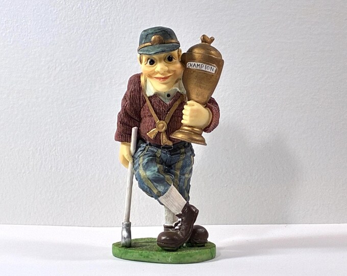 Vintage Golfer Champion Figurine, Bisque Porcelain handcrafted & Painted, 6.5" T. 3" W. Top Grade Condition, Free US Shipping.