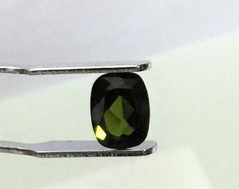 Genuine Natural Green Tourmaline,Olive Green, Extra Facets Long Cushion Cut Loose Gemstone, 1.48 carats, 8.20 X 6.20 mm, Brazil