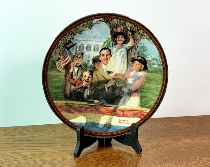 Norman Rockwell 1990 Limited Edition Collectible "Our Love Of Country" Plate. Signed & Numbered, 8.5"  - Stand Included, Free US Shipping.