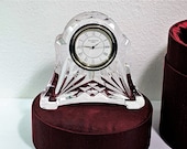 Waterford quot Abbey quot Heritage Fine Lead Crystal Small Clock. Hand Cut Faceted, Precision Quartz, Mint Condition, 4 quot W. 4 quot T. Free US Shipping.