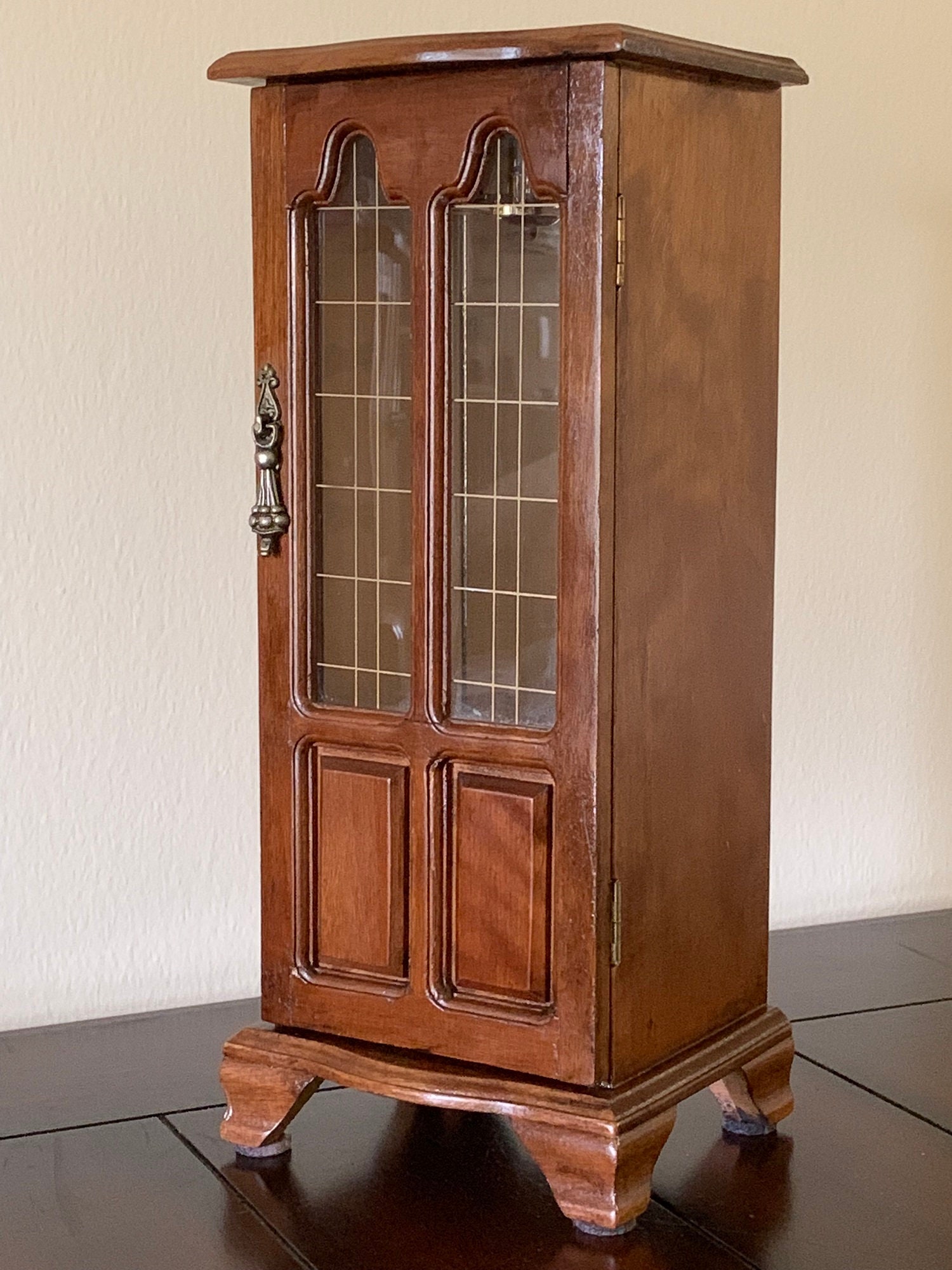 Vintage Hand Made Armoire Jewelry Box Storage Chest Stand