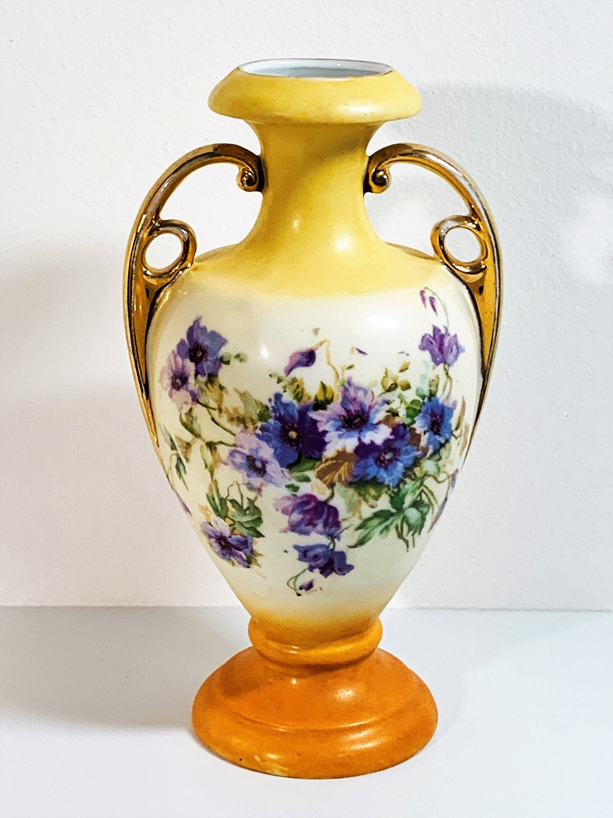 Vintage Victoria Carlsbad Austria Hand Painted Vase, Circa 1977 Doubled