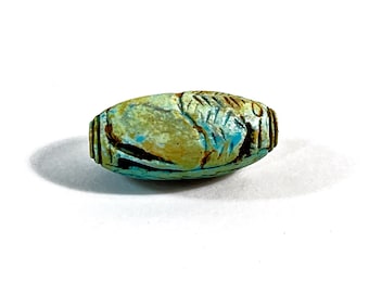 Vintage Ancient Egyptian Faience  Bead-Amulet, A Rare Amulet, Egyptian Cobra, Maat & Thoth. Valley Of The Queens, Luxor - Egypt. 31 mm Long.
