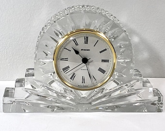 Vintage Staiger™ Germany 24% Hand Cut Fine Croatian Crystal Clock, 3" Clear Dial, Mint Condition, 7.5" W. 5" T. Free US Shipping.