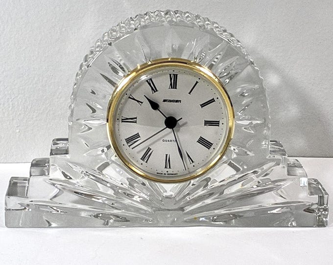 Vintage Staiger™ Germany 24% Hand Cut Fine Croatian Crystal Clock, 3" Clear Dial, Mint Condition, 7.5" W. 5" T. Free US Shipping.