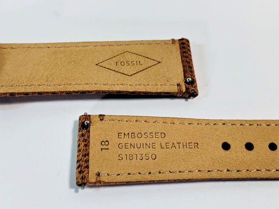 Fossil™ Genuine Leather Watch Band, 18mm Lugs, Integrated 