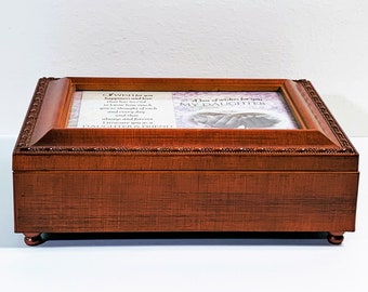 Vintage Sankyo Japan Music Jewelry Memory Box, Wishes For My Daughter "The Dance", Black Velvet Lining, 8" W. 6" L, Mint. Free US Shipping.